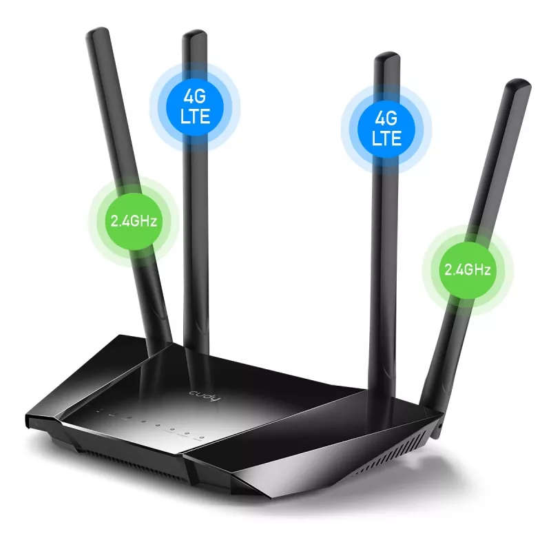 Cudy LT400 belaidis maršrutizatorius 4G LTE, 300 Mbps, 2,4 GHz, Fast Ethernet, juodas