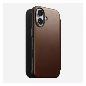 Nomad NM014209858 odinis dėklas-folio Apple iPhone 17, 16 cm (6,3 colio), rudas, 4 kortelių kišenės