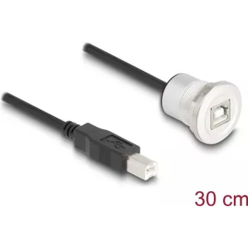 DeLOCK 88182 USB 2.0 kabelis USB B 0,3 m juodas sidabrinis