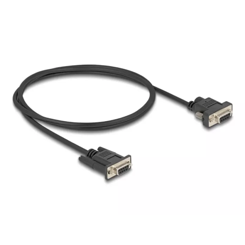 Delock RS-232 serijinis kabelis, D-Sub 9 lizdas su maitinimu 9 kontakte (DC 5.5 x 2.1 mm), 1 m, juodas
