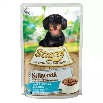 STUZZY Sfilaccetti su baltos žuvies mėsa – šlapi šunų ėdalas – 100g