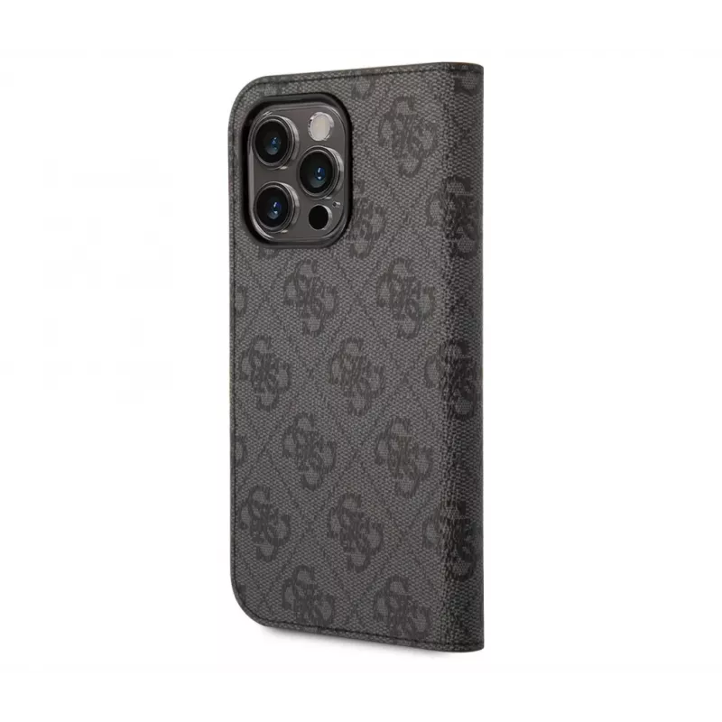 GUESS knyginis dėklas Apple iPhone 14 Pro Max, guma/silikonas, juodas