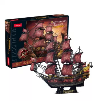 3D dėlionė cubicfun Queen Anne's Revenge Anniversary Edition – modelis 306-T4040H, kolekcinis laivo modelis surinkimui