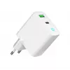 Sieninis maitinimo adapteris 220V GEMBIRD, universalus, 1× USB Type-C PD 20W, 1× USB-A 3.0 QC 18W, LED indikatorius, baltas