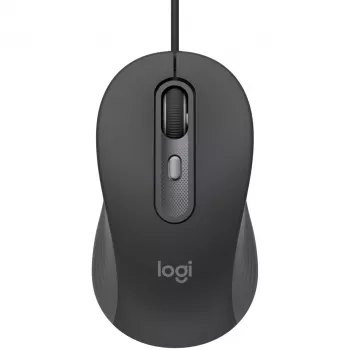 Logitech Signature Wired M520 versijai skirta optinė laidinė pelė USB-C Plug-and-Play Windows/Mac/Chrome/PC/nešiojamieji kompiuteriai - Graphite