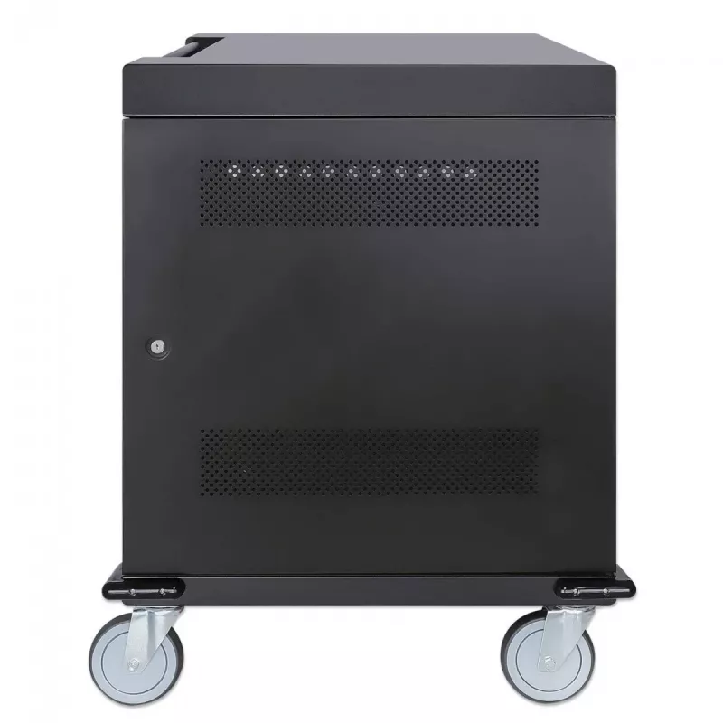Manhattan 32-jų lizdų krovimo vežimėlis su AC adapteriais (EU), tinka visiems nešiojamiesiems kompiuteriams (iki 15,6 inch), planšetėms, MacBook, Chromebook, USB-C įrenginiams, lizdai 380x30x280 mm, spinta, užrakinamas