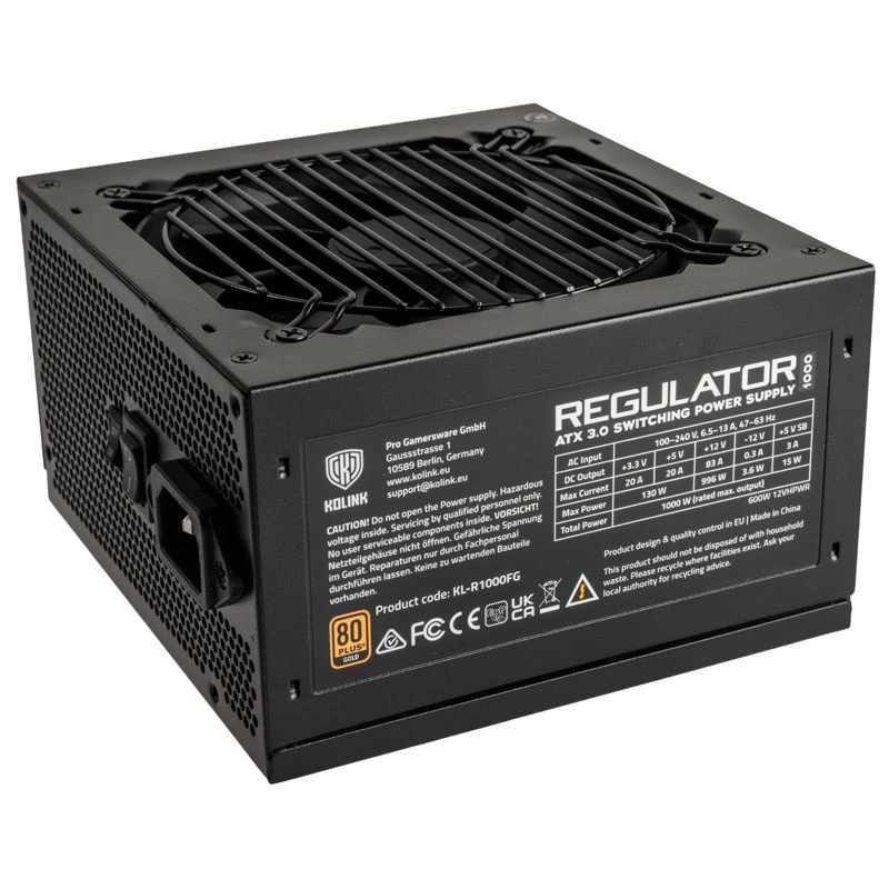 Kolink Regulator 80 PLUS Gold maitinimo blokas, ATX 3.0, PCIe 5.0, modulinis – 1000 W