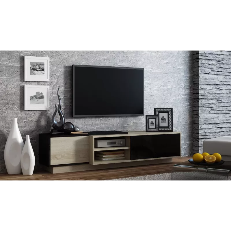 Cama TV spintelė SIGMA1 180 sonomos ąžuolas/juodas blizgus