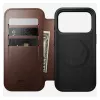 Mobilaus telefono dėklas Nomad Modern Leather Folio, skirtas iPhone 17 Pro, oda/aliuminis, 16 cm (6,3 inch), rudas, 4 kortelių kišenės