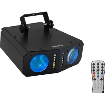 Apšvietimo šviestuvas EUROLITE DMF-4 Hybrid 4-in-1 LED gėlės efektas, daugiamodis sceninis ir renginių šviestuvas