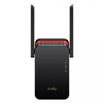Wi-Fi signalo stiprintuvas Cudy RE3000 2400–5000 MHz, 802.11ax/ac/n/g/b/a, Ethernet 100 Mbps, išorinė antena, juoda/raudona