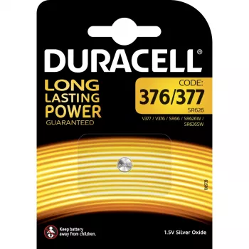 Duracell D377 vienkartinė sidabro-oksido mygtukinė baterija 1,5 V, 3 mm aukštis, Ø 18 mm