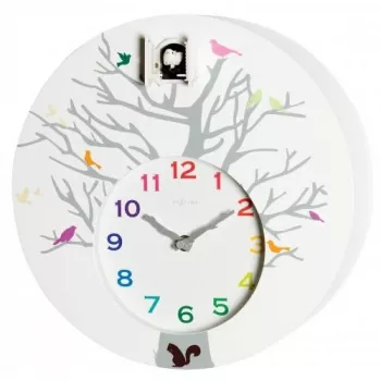NeXtime 2998wi Cuckoo Round sieninis laikrodis, 30x10 cm, baltas