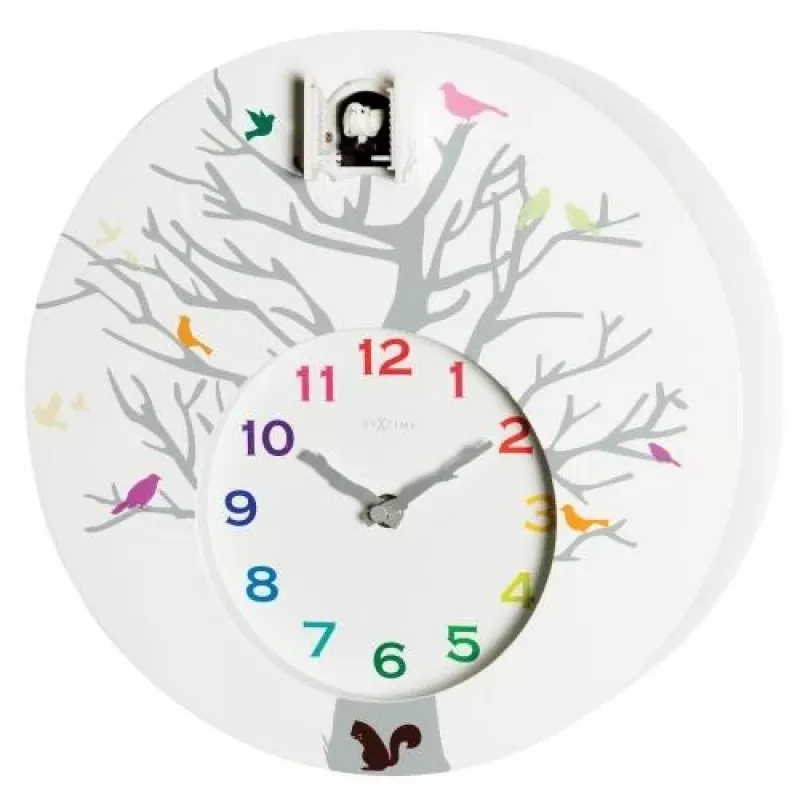 NeXtime 2998wi Cuckoo Round sieninis laikrodis, 30x10 cm, baltas