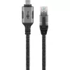 Etherneto kabelis USB-C 3.2 Gen2 Kištukas > RJ-45 Kištukas, LAN adapteris juodas/sidabrinis, 1,5 metro, pintas tekstilinis apvalkalas