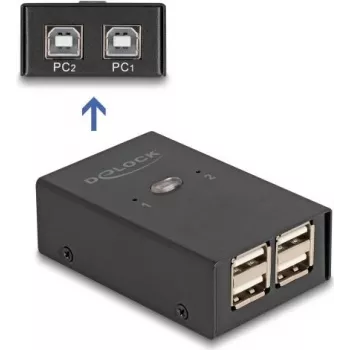 DeLOCK USB 2.0 jungiklis 2 kompiuteriams 4 įrenginiams juodas 0,48 Gbit/s
