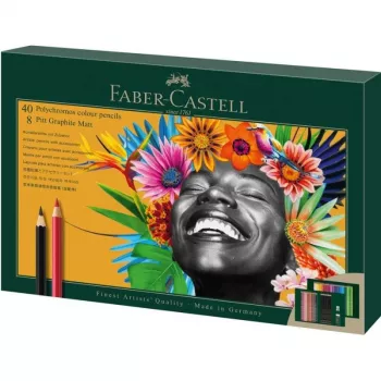 Faber-Castell Polychromos & Pitt Graphite Matt rinkinys 48 vnt., aliejiniai pieštukai, įvairiaspalviai