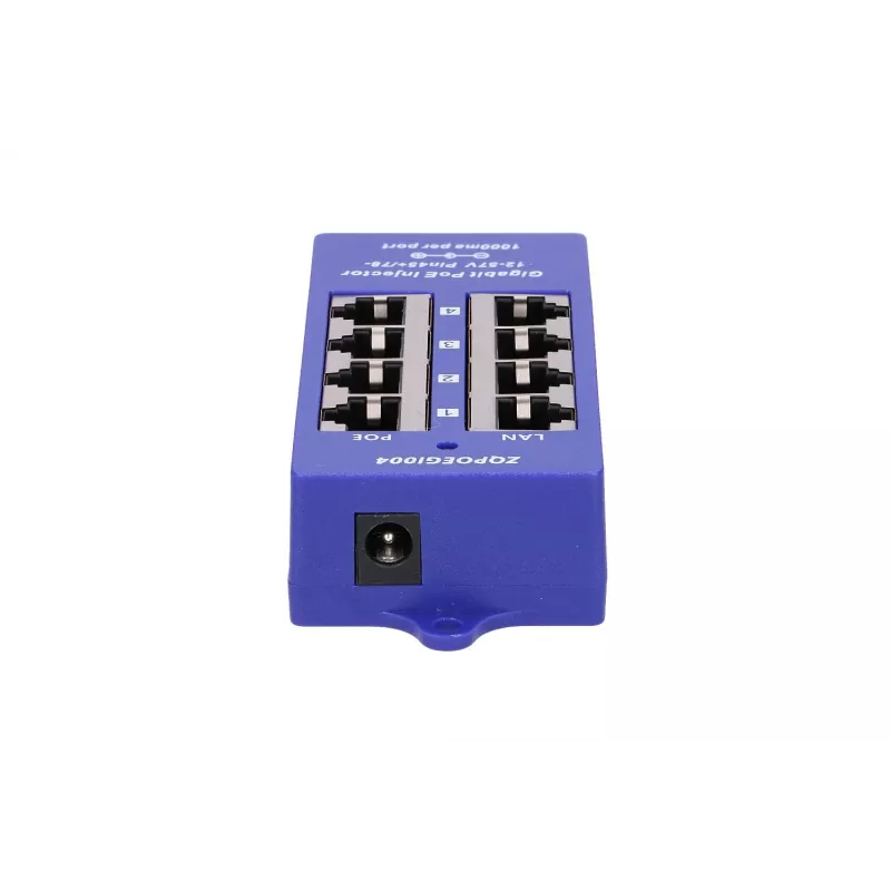 Extralink Gigabit 4 prievadų PoE injektorius, 4x 1000 Mb/s RJ45, 48 V, mėlynas/juodas