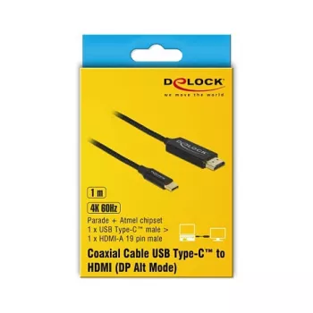 Laido adapteris DeLOCK 84904 USB Type-C į HDMI 1m Juodas