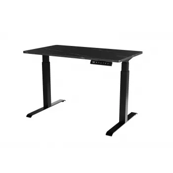 Cama Meble elektrinis reguliuojamo aukščio stalas MOON 121x67 cm, stačiakampis medžio drožlių plokštės stalviršis, 72–120 cm, juodas/san sebastian