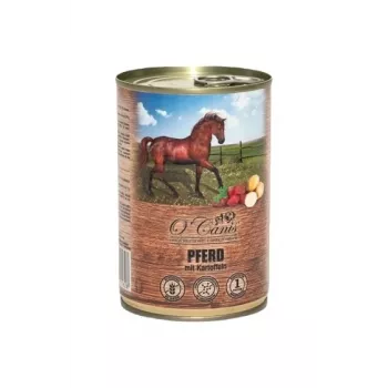 Šlapias šunų ėdalas o'canis Horse Meat with Potato 400 g – pilnavertis konservuotas ėdalas suaugusiems šunims