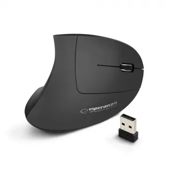 Belaidė pelė ESPERANZA EM133 – ergonominė dešinei rankai, 1600 DPI, 6 mygtukai, 2,4 GHz USB nano imtuvas, 10 m atstumas, juoda