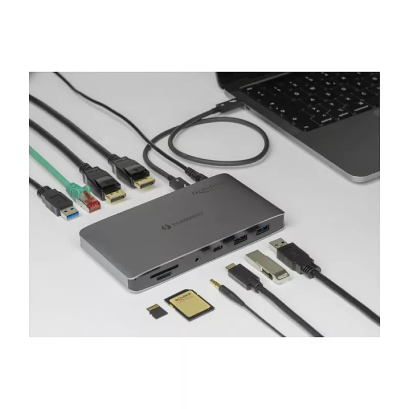 Docking stotelė DeLOCK Thunderbolt 3 8K Dual DisplayPort USB LAN SD Audio PD 3.0