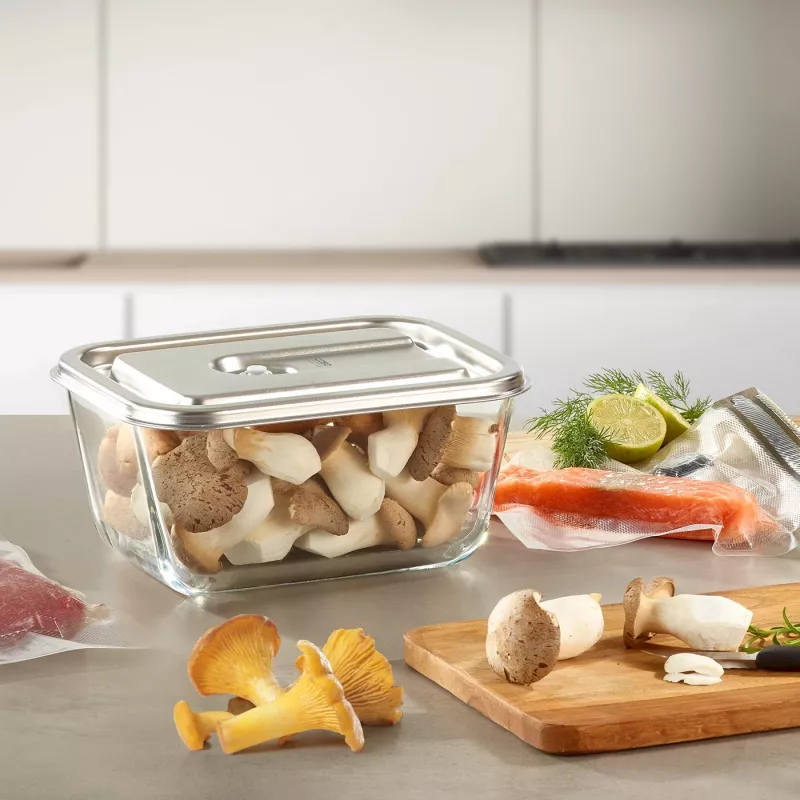 Caso Glass Vakuuminis Indas su Plastikiniu Dangteliu | VacuBoxx Stainless Steel XL | Skaidrus
