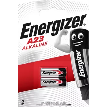 Vienkartinė baterija Energizer A23, šarminė 12 V, A23 dydis, 2 vnt., lizdinė pakuotė