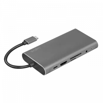 LogiLink UA0383 Nešiojamojo kompiuterio dokavimo stotelė ir prievadų replikatorius, laidinis, USB 3.2 Gen 1 (3.1 Gen 1) Type-C, sidabrinė (UA0383)