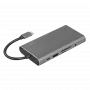 LogiLink UA0383 Nešiojamojo kompiuterio dokavimo stotelė ir prievadų replikatorius, laidinis, USB 3.2 Gen 1 (3.1 Gen 1) Type-C, sidabrinė (UA0383)