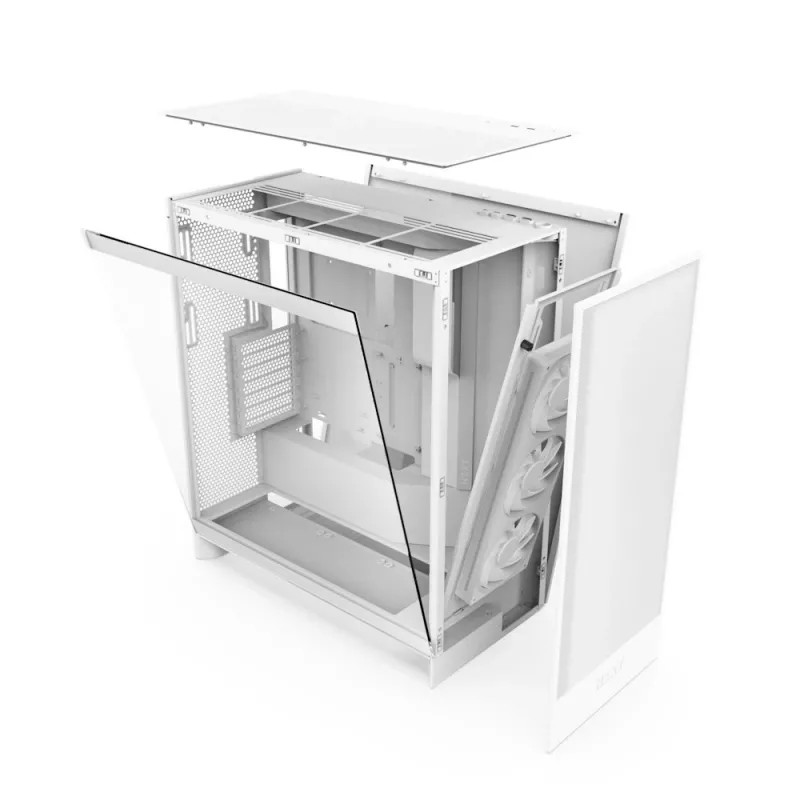 PC korpusas NZXT H7 Flow RGB Midi Tower Baltas — Grūdintas stiklas, EATX, Priekyje 3×120mm, USB-C