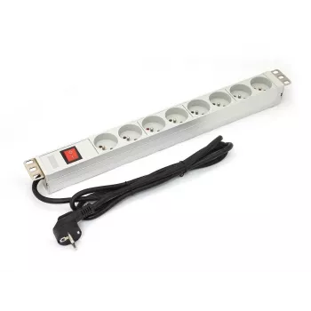 DIGITUS Professional A-19-STRIP-2-IMP – maitinimo paskirstymo blokas (PDU) 1U, 8x kištukinių lizdų, 1,8 m laidas, baltas