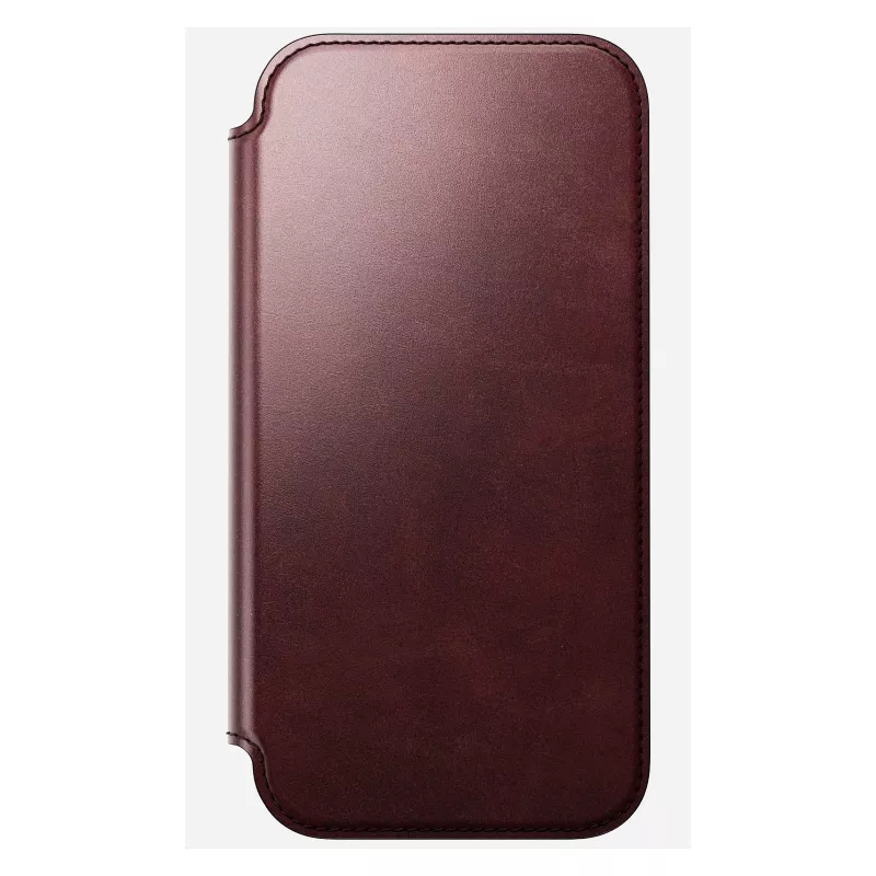 Mobilaus telefono dėklas Nomad Modern Leather Folio, skirtas iPhone 17 Pro Max – oda, TPU, PC, aliuminis, bordo spalvos, 16 cm (6,3 colio)