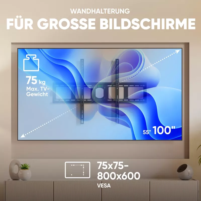 TV sieninis laikiklis 55-100 colių / juodas / ONKRON UF4-B