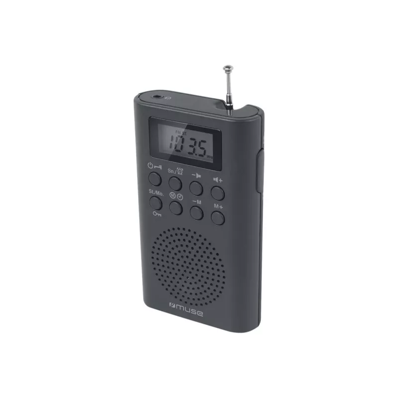 Nešiojamas radijo imtuvas Muse M-03 R su FM PLL derinimu, LCD ekranu, išorine antena, juodas