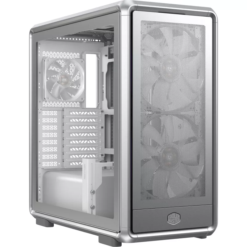 PC Midi Tower Cooler Master MasterFrame 600 Mesh sidabrinis – ATX/EATX, priekyje 2×200mm, 2.5 colio/3.5 colio diskai