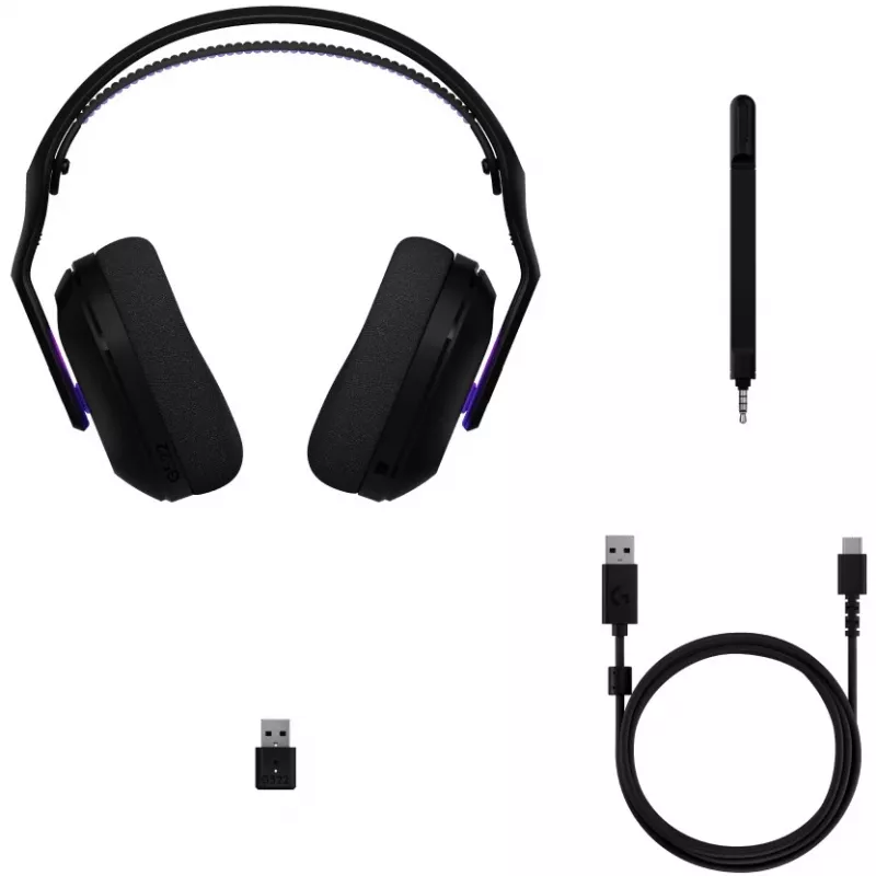 Logitech G G522 LIGHTSPEED belaidės ausinės žaidimams su LIGHTSYNC RGB apšvietimu, mikrofonu ir pažangia sinchronizuota audio technologija, triguba jungtis
