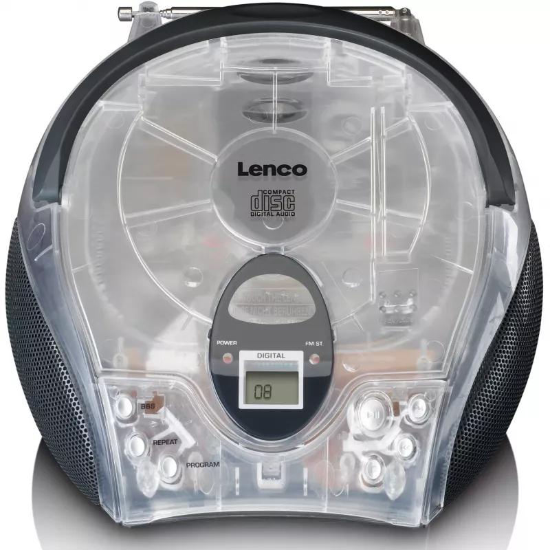 Nešiojamas radijo CD grotuvas Lenco SCD-24TR – FM, 4W, LCD, teleskopinė antena, AC/DC, 6×C baterijos