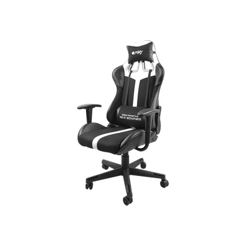 Žaidimų kėdė FURY Avenger XL universali, paminkštinta sėdynė, juoda, balta