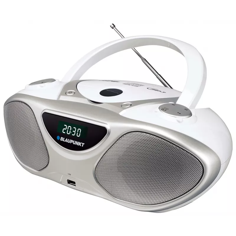 Blaupunkt BB14WH sidabrinis/baltas nešiojamas CD/MP3 radijas, USB, AUX, FM