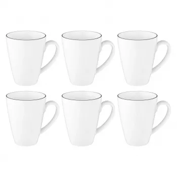 6 puodelių su rankenėle rinkinys SELECT SELTMANN LIDO BLACK LINE – keraminiai gėrimų puodeliai, 6 vnt.