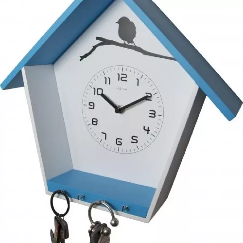 NeXtime Cuckey 3109bl sieninis laikrodis, 30.5x33x11 cm, mėlynai baltas