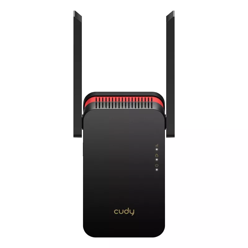 Wi-Fi signalo stiprintuvas Cudy RE3000 2400–5000 MHz, 802.11ax/ac/n/g/b/a, Ethernet 100 Mbps, išorinė antena, juoda/raudona