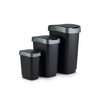 Rotho Twist 25 L stačiakampis polipropileninis šiukšlių konteineris — 25 L, 476×333×252 mm, juodas