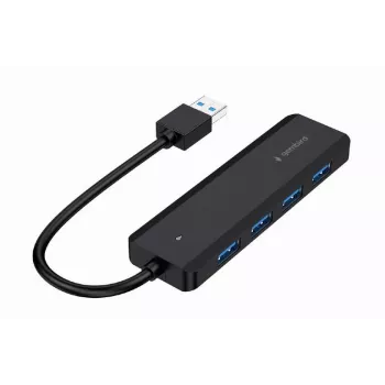 USB šakotuvas Gembird 4 prievadų USB 3.1 (Gen 1) — 4 prievadai, USB 3.2 Gen 1 Type-A, 5V/2.1A, 109×30×10 mm, juodas