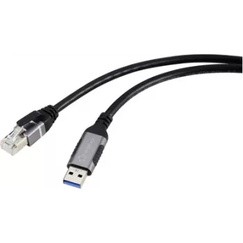 Renkforce USB tinklo adapterio laidas [1x USB 3.2 Gen 1 A kištukas (USB 3.0) - 1x RJ45 kištukas] 1,80 m, aliuminio kištukas (RF-6055784)