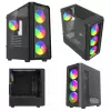 PC korpusas SAVIO Noctis Glass RGB – juodas, ATX/Micro-ATX, 210×410×450 mm, 3×120 mm priekiniai ventiliatoriai