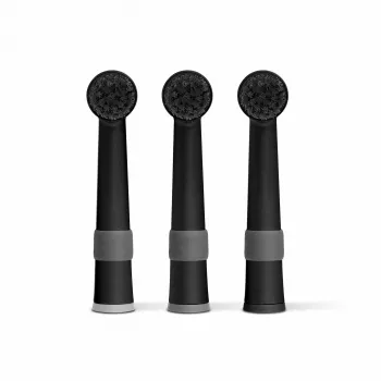 happybrush ECO R2 pakaitiniai šepetėlių antgaliai, juodi, 3 vnt.