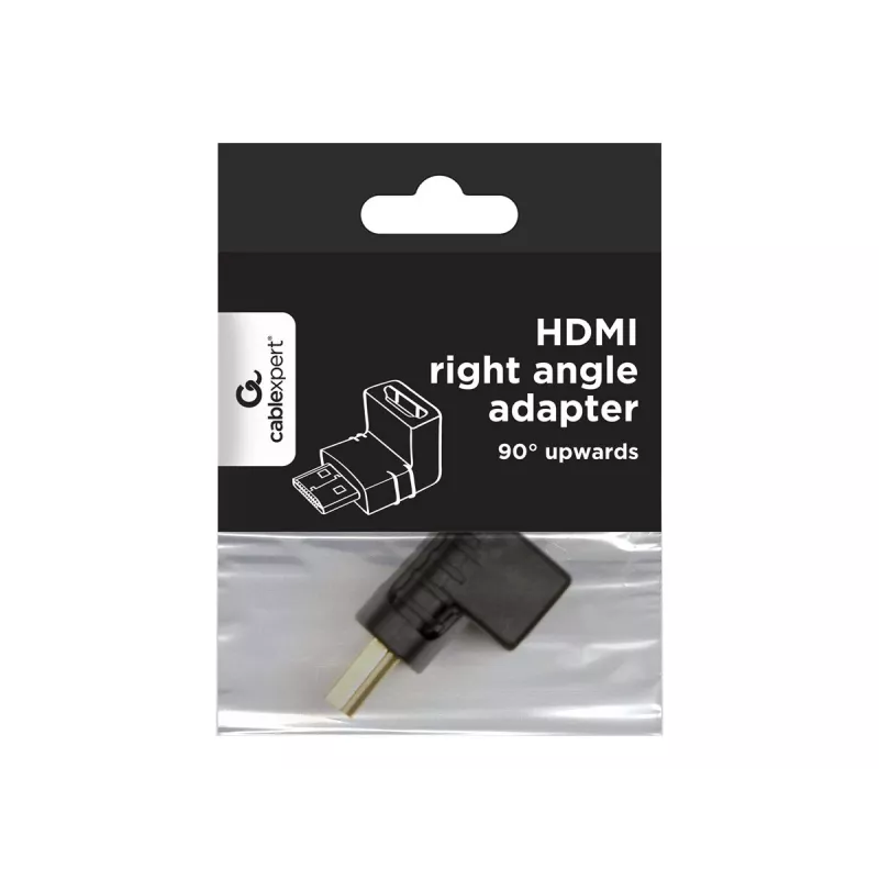 HDMI adapteris GEMBIRD A-HDMI90-FML, HDMI į HDMI, 90° kampinis, juodas